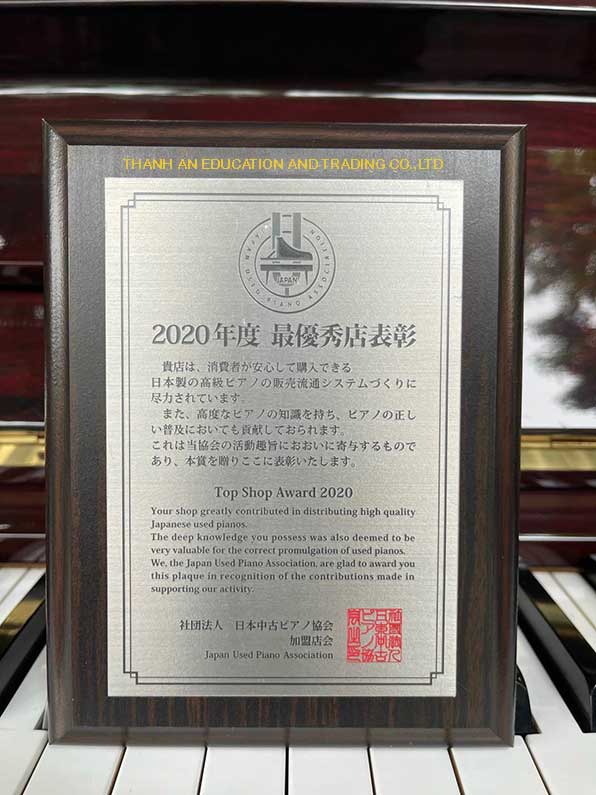 Thành An Piano đạt danh hiệu cửa hàng tốt nhất năm 2020 do đối tác tại Nhật Bản trao tặng Thành An Piano đạt danh hiệu cửa hàng tốt nhất năm 2022 do đối tác Nhật Bản trao tặng